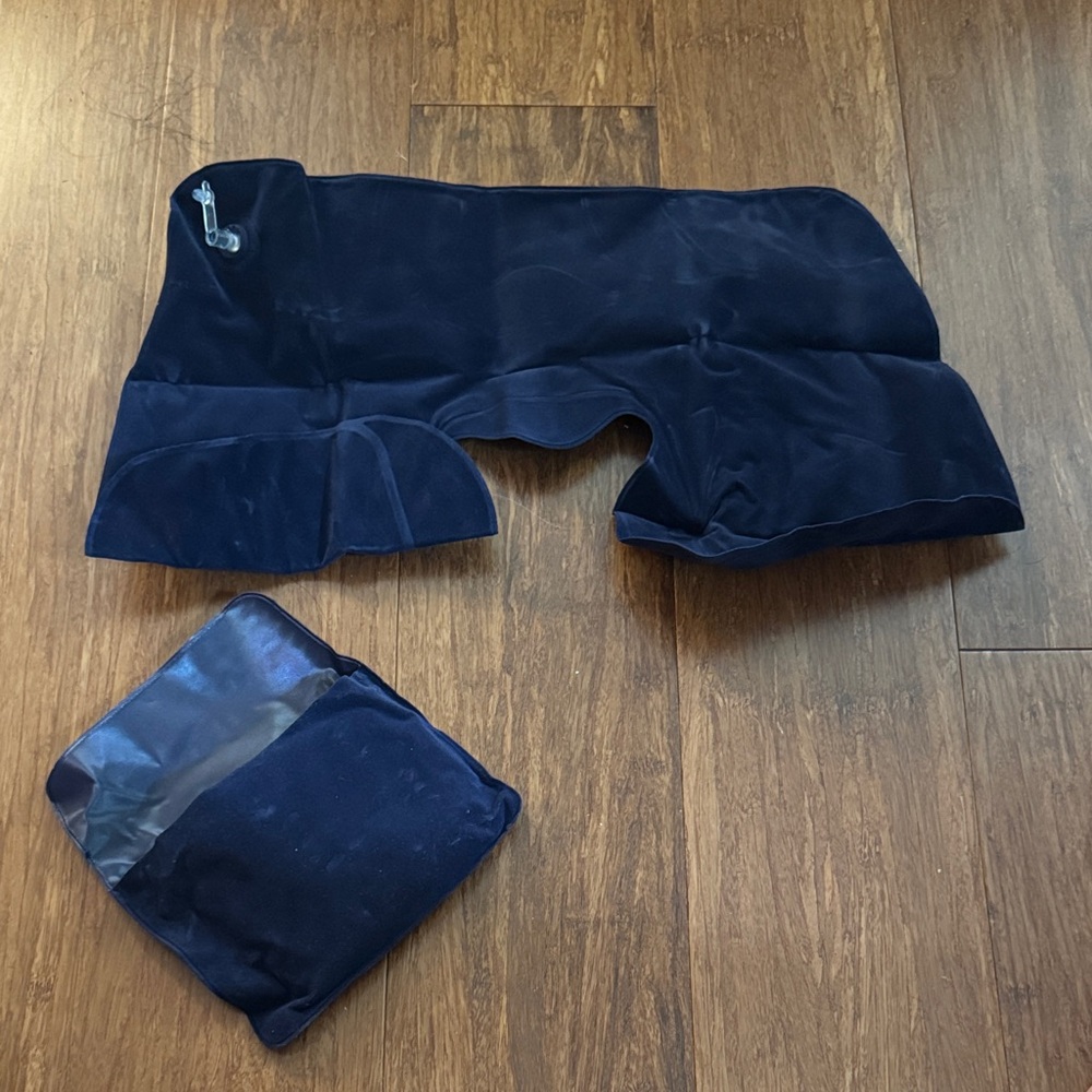 Inflatable Travel Neck Pillow Plush Comfort & Carry Pouch Airplane Sleep Support